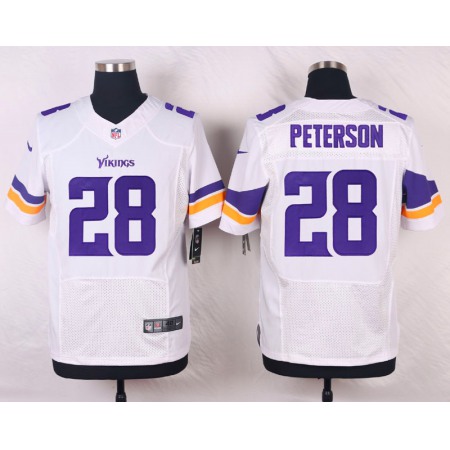 Vikings #28 Adrian Peterson White Team Color Men's Stitched NFL Elite Jersey