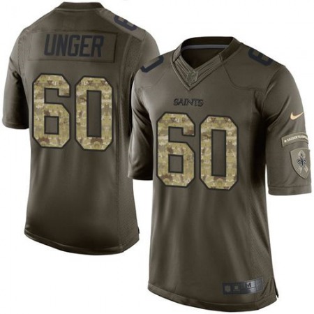 Saints #60 Max Unger Green Men's Stitched NFL Limited Salute to Service Jersey
