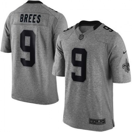Saints #9 Drew Brees Gray Men's Stitched NFL Limited Gridiron Gray Jersey