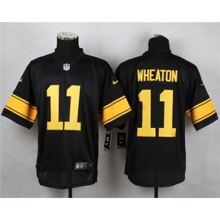 Steelers #11 Markus Wheaton Black(Gold No.) Men's Stitched NFL Elite Jersey