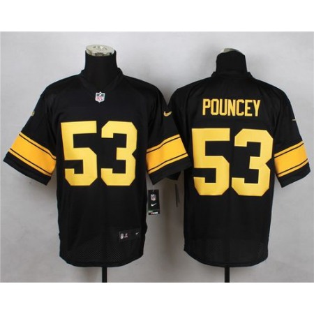Steelers #53 Maurkice Pouncey Black(Gold No.) Men's Stitched NFL Elite Jersey