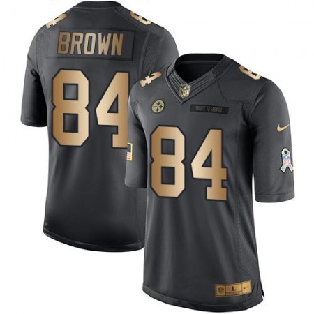 Steelers #84 Antonio Brown Black Men's Stitched NFL Limited Gold Salute To Service Jersey
