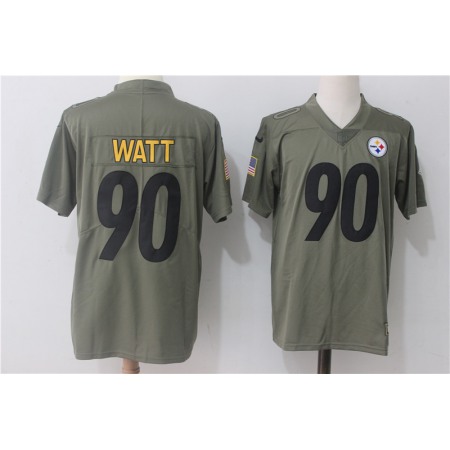 Men's Pittsburgh Steelers #90 T.J. Watt Olive Salute To Service Limited Stitched NFL Jersey