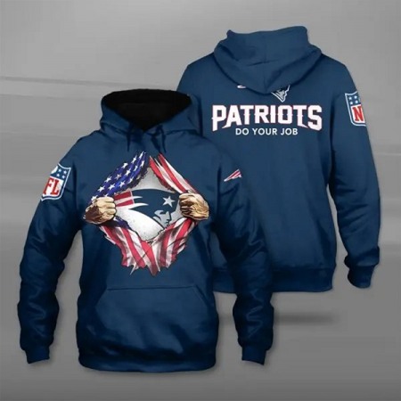 Men's New England Patriots Navy 3D Trending T-Shirt Hoodie