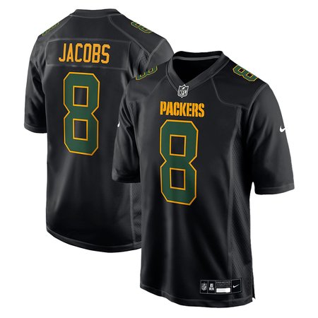 Youth Green Bay Packers #8 Josh Jacobs Nike Carbon Black Fashion Game Jersey