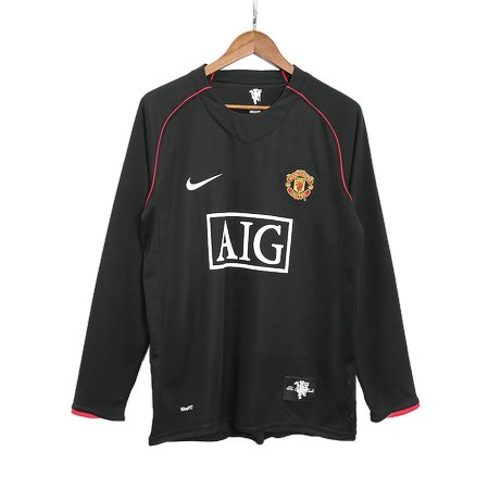 Men's Manchester United Away Long Sleeve Retro Soccer Jersey 2007/08