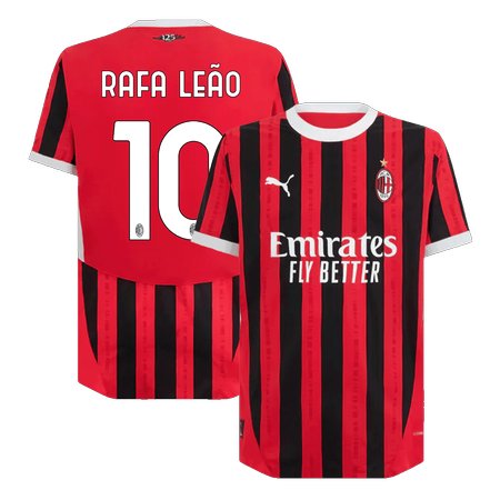 Men's RAFA LEÃO #10 AC Milan Home Authentic Soccer Jersey 2024/25