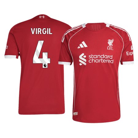 Men's VIRGIL #4 Liverpool Home Authentic Soccer Jersey 2025/26