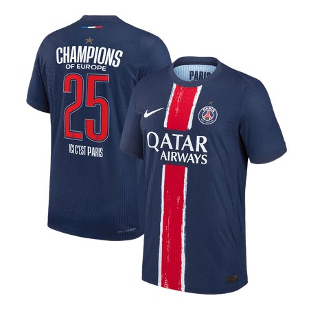 Men's CHAMPIONS #25 PSG Home Authentic Jersey 2024/25