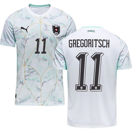Kid's GREGORITSCH #11 Austria Away Replica Jersey World Cup 2026