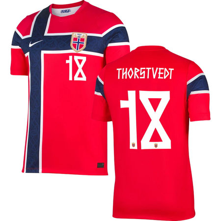 Kid's THORSTVEDT #18 Norway Home Replica Jersey World Cup 2026