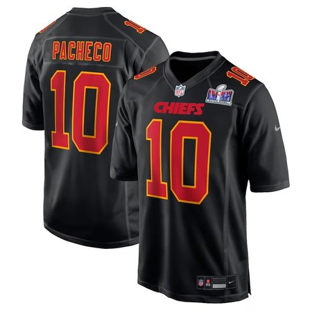 Men's Kansas City Chiefs #10 Isiah Pacheco Black Super Bowl LVIII Carbon Fashion Game Player Jersey
