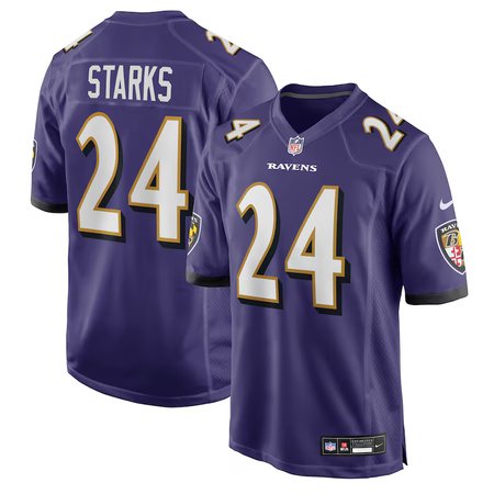 Men's Baltimore Ravens #24 Malaki Starks Nike Purple 2025 NFL Draft First Round Pick Game Jersey